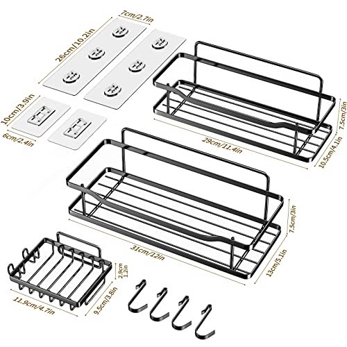 Omaira Shower Caddy /Organizer Adhesive Shower Shelf, Rustproof No Drilling Sus304 Stainless Steel For Kitchen Bathroom Shower Storage, Black, 3 Pack #TOP5