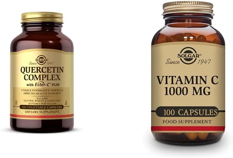 Solgar Quercetin Complex with Ester-C Plus, 100 Vegetable Capsules - 50 Servings Vitamin C 1000 mg, 100 Vegetable Capsules - Antioxidant & Immune Support - Overall Health