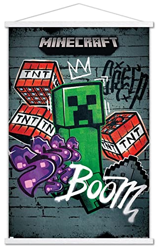 Poster Minecraft Creeper Do Not Enter avec cadre en bois, idée cadeau geek