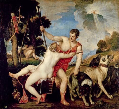 Wall Art Peintures Vénus et Adonis Tiziano Vecelli Toile Déco Bureau Modernes