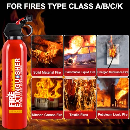 Image of Fire Extinguisher for Home with Mount - 2 Pack Upgraded 8-in-1 Portable Fire Extinguishers for Home, Kitchen, Car, Boat, RV, Vehicle - Water-Based Fire Extinguisher for Class A, B, C, K Fires