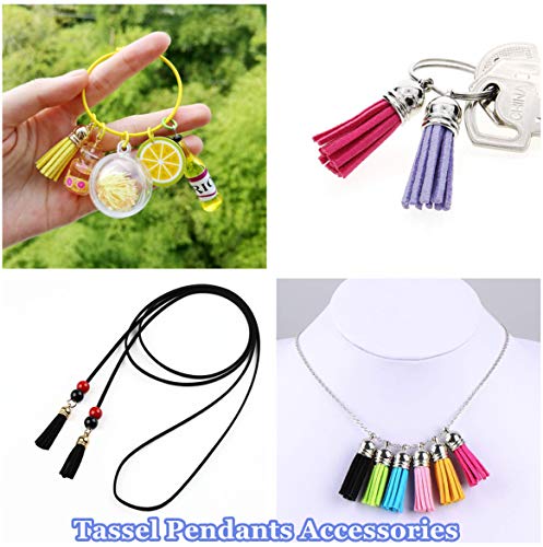 Borlas de ante sintético gris claro de 3,8 cm para manualidades y collares 6