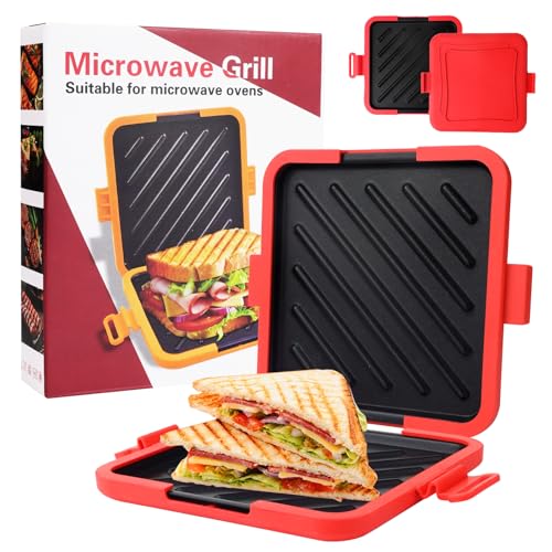 Microwave Toastie Maker, Toastie Maker with Adjustable Silicone Straps, Microwave Toasted Sandwich For Grilled Cheese/Bread/Sandwiches/Pizza