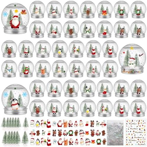 42 Pack Christmas Plastic Snow Globes Kit Includes 42 Clear Snow ...