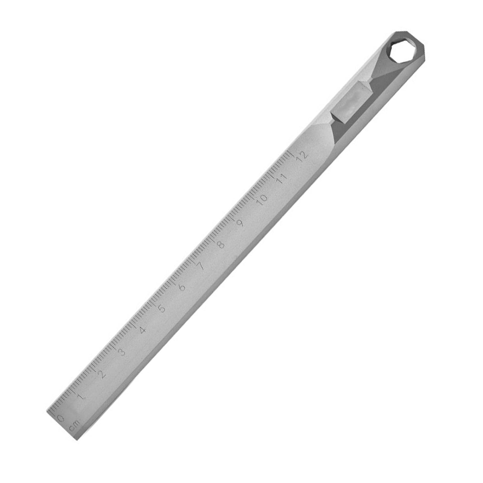 Njdkadey High Strength Titanium Alloy Straight Ruler with 8mm Hex Wrench and Pry Rod, Easy to Carry, 18x1.5cm
