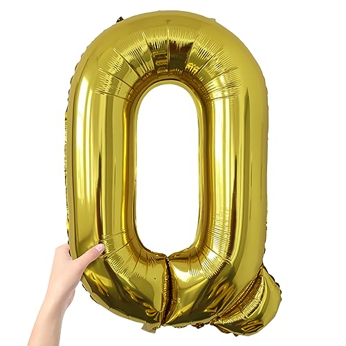Image of Letter Balloons Gold Party Balloon - 40 Inch Large Gold Letter Q Balloon, Letter Balloon Birthday Decorations, Balloon for Women Men Anniversary Party Decorations Supplies