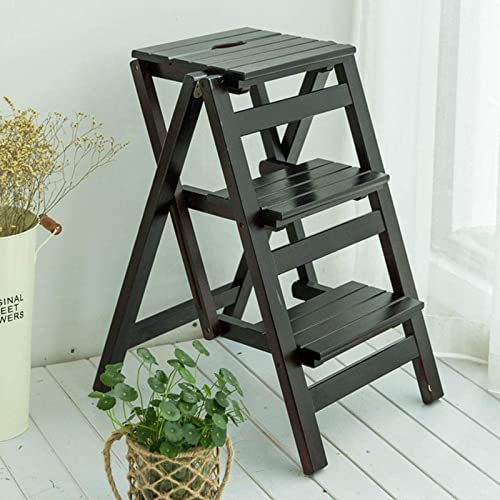 Taburete de escalada plegable de madera maciza con 3 niveles para el hogar 2