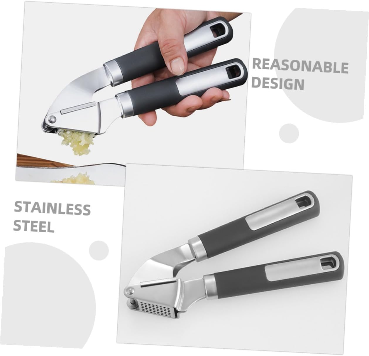 Stainless Steel Manual Garlic Press Crusher Metal Garlic Mincer Tool for Kitchen Cooking and Home Use