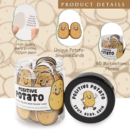 Emotional Supports Potato Jar, 60 Positive Potato Cards in Jar, Affirmation Gifts for Women, Coworker Leaving Gift, Farewell Gifts for Coworkers, Birthday Gifts for Girls, Teens, Friends by Miarita - Used condition - Image 2