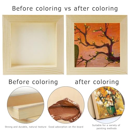 FSWCCK 10 Pack 5 x 5 inch Wood Panel Boards, Unfinished Wood Canvas Panels for Crafts, Painting Canvas, DIY Art Projects, Pouring, Arts Use with Oils, Acrylics