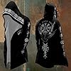 Men's Halloween Hoodie Medieval Norse Mythology Hooded Cardigan Motorcycle Jacket Long Sleeve Casual Loose Fit Streetwear Coat for Daily Wear Spring Autumn Winter (A11-Black, L) #2