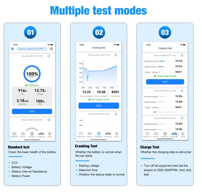 BK200, 6V-12V-24V Tester di resistenza della batteria automobilistica Bluetooth 4.0 5.0 Tester della batteria(Argento)