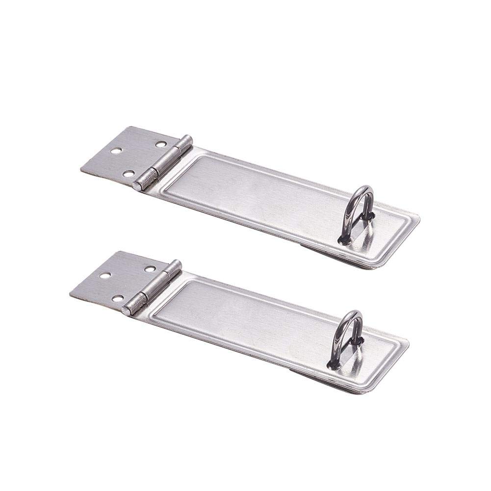 MroMax 95 x 30mm Padlock Locking Hasp Staple Safety Door Clasp Gate Lock Latch 201 Stainless Steel Door Cabinet Swivel Clasp Latch Silver Tone 2Pcs