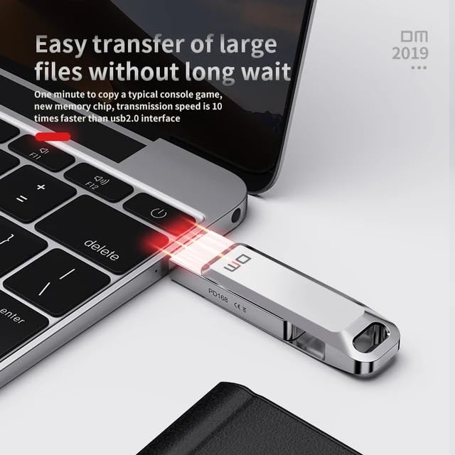 Image of DM PD168 64 GB Metal Pen Drive USB 3.1 Portable Pendrive USB Flash Drive Zinc Alloy Super Fast High Speed Waterproof Pen Drive for Computer Laptop MacBook (64 GB)
