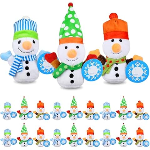 Haull 18 Pcs Valentine Heart Shaped Stuffed Animals Bears Bulk Gifts Plush Bears Bulk Mini Soft Stuffed Toys Small Cute Plush Bear 4" for Kids Adults Party Favors Home(Winter Snowman) Cover