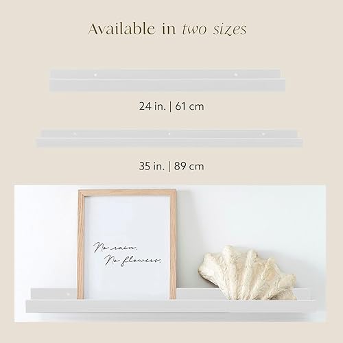 Miniatura 5 de Estante flotante de madera de pino blanco para pared, ideal para dormitorio, cocina, baño, oficina, fácil instalación, accesorios de montaje