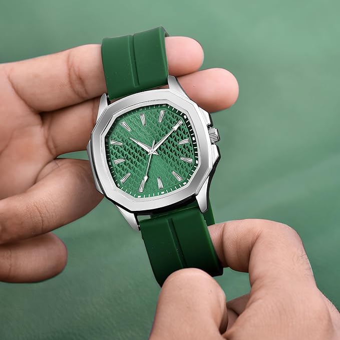 Image of styledose Minimalist dial Softest Adjustable Silicon Belt Quartz Analog Date Display Wrist Watch for Men
