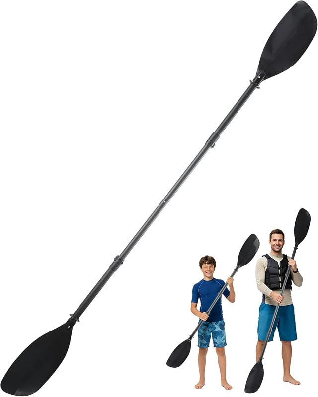 Adjustable Kayak Paddle, 62"–87" Telescopic Kayak Paddle Stainless Steel Shaft & Fiberglass Blades Detachable Travel Canoeing Kayaking Oar for Teens & Adults