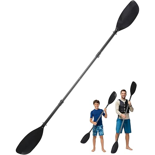 Adjustable Kayak Paddle, 62"–87" Telescopic Kayak Paddle Stainless Steel Shaft & Fiberglass Blades Detachable Travel Canoeing Kayaking Oar for Teens & Adults