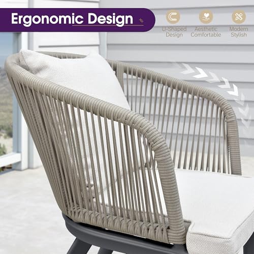 Image of PURPLE LEAF 7 Pieces Patio Dining Set with Waterproof Furniture Cover Rectangular Table and Chairs Set for Garden Deck Aluminum Frame Backyard Kitchen Set, Cushions and Pillows Included Taupe