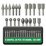 Staten Tools 20Pcs 120-Grit Diamond Burr Bits, 1/8″ Shank – Compatible with Dremel Rotary Tools for Grinding, Carving & Shaping Stone, Glass, Ceramic & Metal