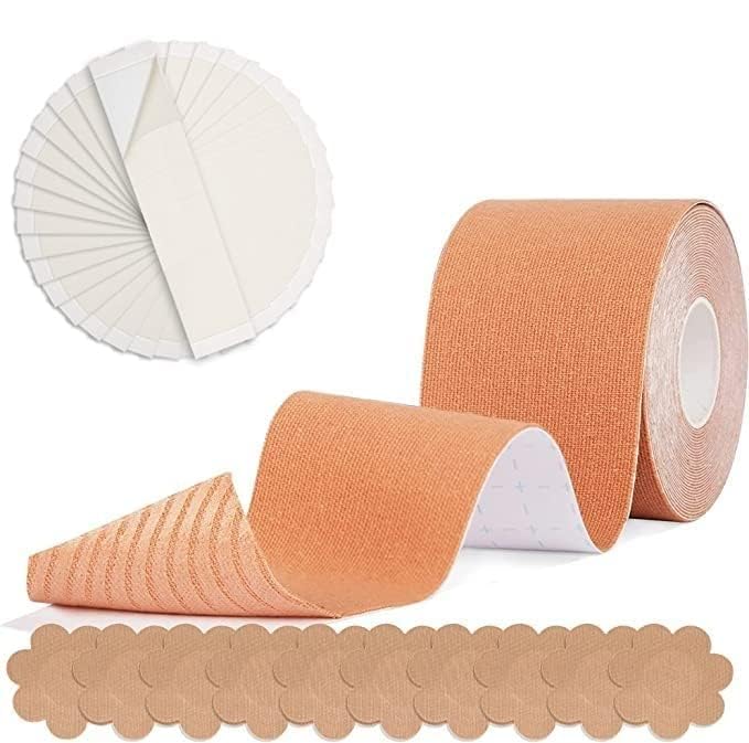 kanakadhara Boob Tape Kit Instant with 10 Disposable Nipple Pasties for Fashion with 36 Strips Double Sided Tape for Clothes Breast Lift Bra Push Up & Lifting Breast Lift Boob Tape for Women-picture-7
