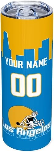 Vasos personalizados con aislamiento de fútbol americano taza de café de acero inoxidable taza de café personalizada número de nombre para fanáticos