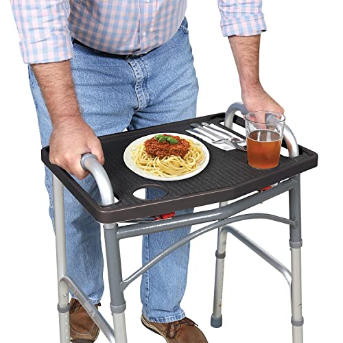Support Plus Walker Tray Table - Mobility Table Tray For Walker, Non Slip Walker Tray Mat, Walker Accessories Mat, Cup Holder For Walker (21"X16") - Black #TOP7