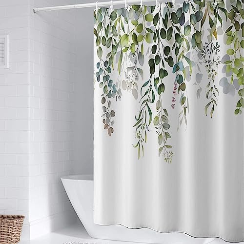 Yeahshion Shower Curtain Polyester Fabric Shower Curtain Liner 183 x 183 cm(72 x 72 inch),Weighted Hem Waterproof Washable Bathroom Curtains with 12 Hooks,Purple Vegetation