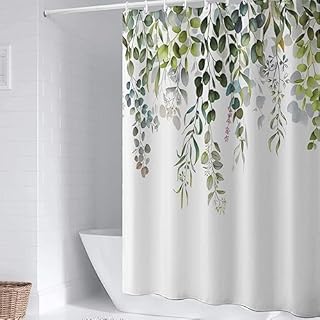 Yeahshion Shower Curtain Polyester Fabric Shower Curtain Liner 183 x 183 cm(72 x 72 inch),Weighted Hem Waterproof Washable Bathroom Curtains with 12 Hooks,Purple Vegetation
