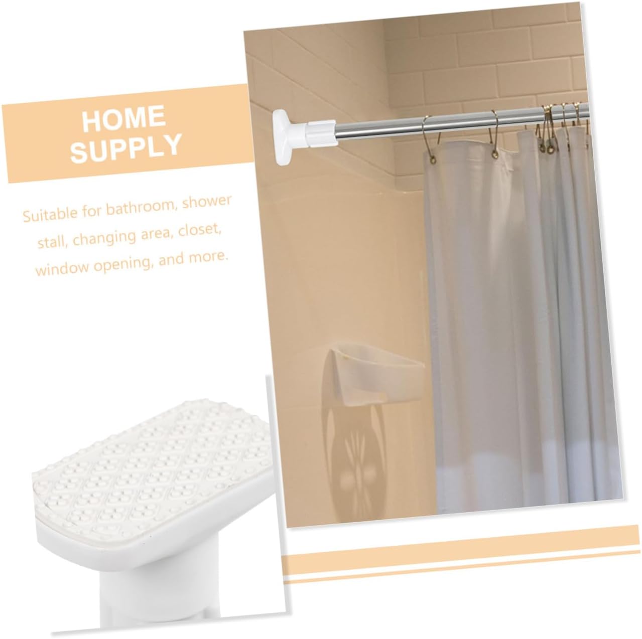 Cabilock No Drill Telescopic Curtain Rod Practical Bathroom Shower Curtain Rod Easy Installation Strong Bearing Capacity Smooth Surface for All Spaces