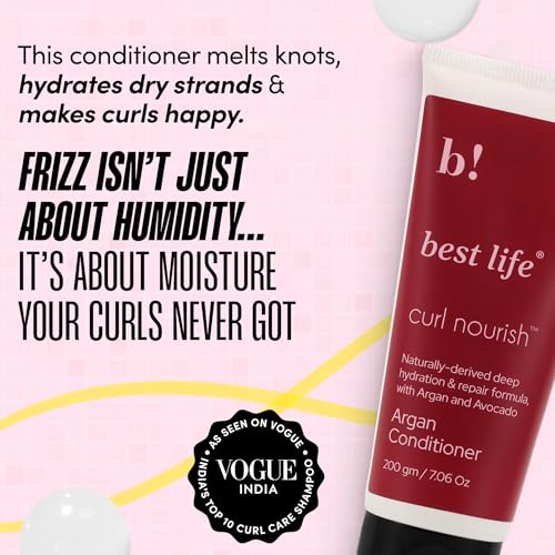 Image of Best Life Moroccan Argan Oil Hair Conditoner for Dull, Damaged, Dry & Frizzy Hair 200 gm, Moisturize & Strengthen Curly & Wavy Hair For Women & Men, No Parabens & Sulphates, No Harmful Chemicals