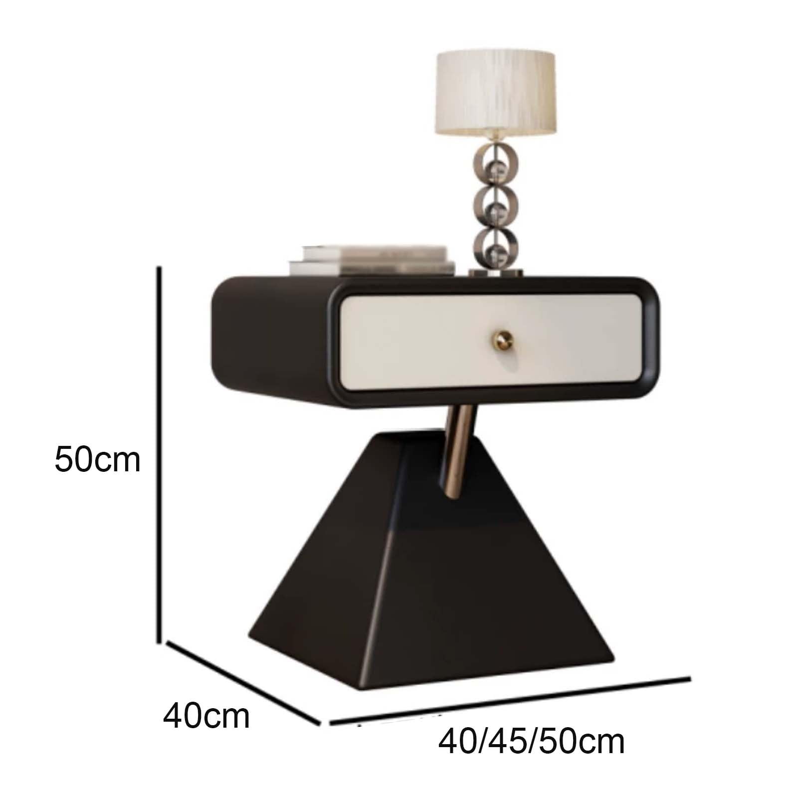 Comodino Moderno Geometrico, Tavolino da Letto Piccolo con Cassetti | Comodini Laterale in Legno con Pelle in Microfibra per Camera da Letto, Soggiorno, Studio