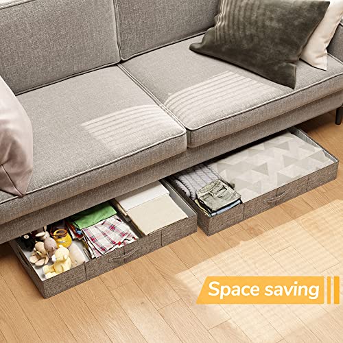 Klonvs Foldable Underbed Storage,Under Bed Storage Containers With Lids (Set Of 2) For Clothing, Shoes. Clothe Storage Container With Lid, 30 X 15 X 6.7Inch, Grey #TOP2