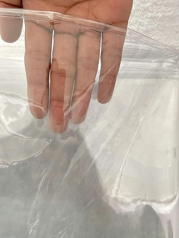 Image of PVC Transparent AC Curtain Water Proof Quick Water Release Solid Transparent Plastic dust Proof Door Curtain Pack of (1, 20 mm, 8 x 4.5 feet)