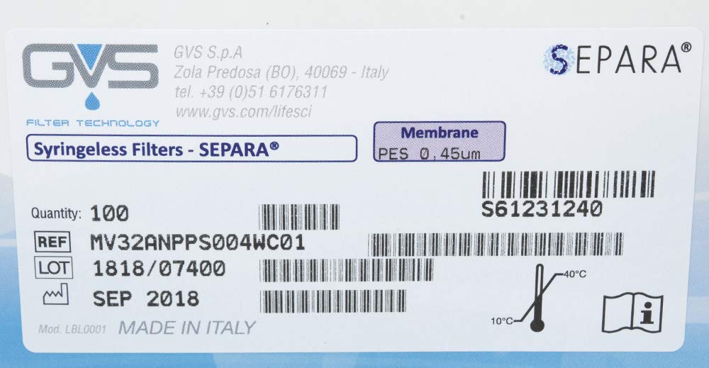 SEPARA Filter Vial, Membrana PES, 0.45µm, 100/pc