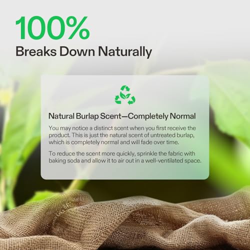 VIVOSUN 15 in x 40 ft Premium Burlap Fabric Roll, 10 oz Heavy Duty High Density Natural Jute Fiber, Multipurpose Burlap for Gardening, Outdoor Plant Care, Weed Barrier, DIY Crafts, and Decoration - Thumbnail 5