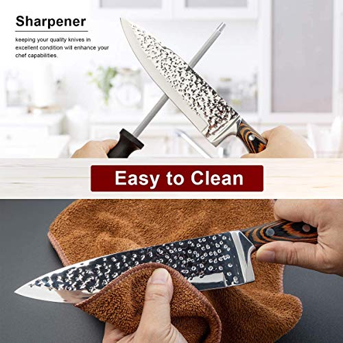 Knife Set, Elegant Life 15-Piece Kitchen Knife Set with Block Wooden, Manual Sharpening for Chef Knife Set, Self Sharpening for Chef Knife Set, Japan Stainless Steel, Boxed Knife Sets