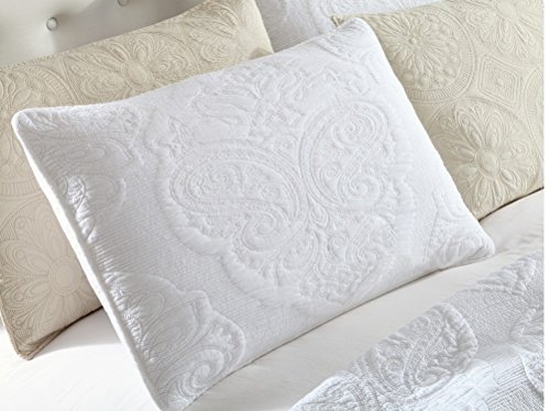 Brandream King Size Quilt Set Cotton White Quilts Vintage Paisley Comforter Set Queen Bedspreads Pillow Shams Set 3-Piece #TOP3