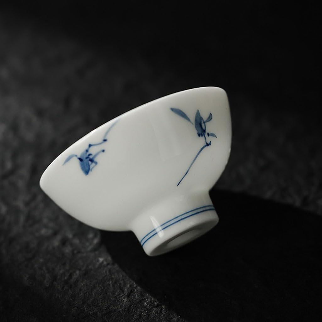GSOUL Kungfu Tea cup Chinese Hand-painted Butterfly Orchid Tea Cup Home Office Ceramic Single Host Kung Fu Small Tea Cups