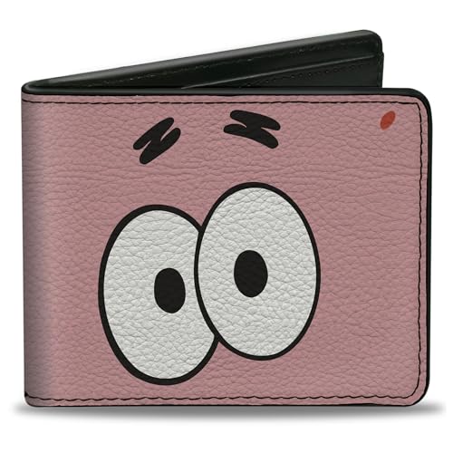 Buckle-Down Men's Nickelodeon Wallet, Bifold, Spongebob Squarepants Patrick Starfish Eyes Close Up Pink, Vegan Leather, 4.0