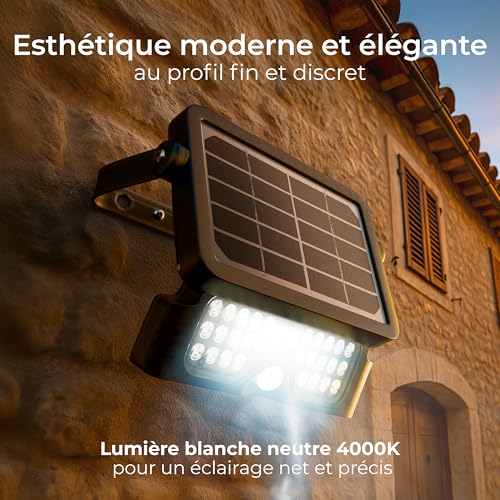 Luceco Solar Powered LED Outdoor Floodlight with PIR Motion Sensor, Security Light, Exterior Lighting, Angular Design, Adjustable, Guardian, Black, IP65, 5W, 550lm, 4000K, LEXSF6B40 - Image 3