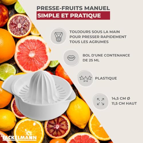 Fackelmann Presse-citron avec récipient récupérateur, jus fraîchement pressé sans pépins, ustensile de cuisine pour presser les citrons verts (couleur : jaune, blanc, jaune/vert - non sélectionnable – Image 4