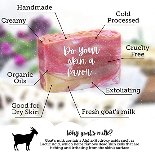 Carolina Soap Works Goat Milk Soap Bar, Watermelon Scented, (1 Pack), All-Natural, Handmade Usa, Organic, Cruelty Free, Artisanal Aloe Soap, Made For Psoriasis, Eczema, & Dry Sensitive Skin #TOP3