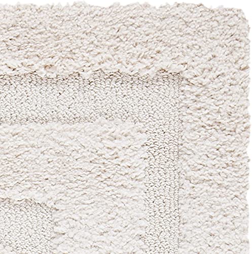 Image of Rectangular Box Shaggy Carpet for Living Room, Bedroom, High Low Design Finish Microfiber 1.8 Inch Pile High, 5x7 Feet Cream|Cream Color