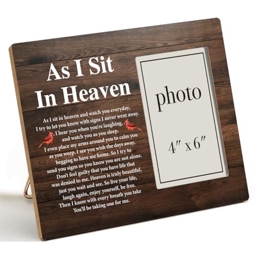 Oqtumes Memorial Gifts for Loss of Loved One, Sympathy Gifts for Loss of Dad Mom Sister Brother, Rustic Remembrance Gift Wood Picture Frame 8 x 10 Inches, Wall Mount and Tabletop - 4 x 6 Inch Photo