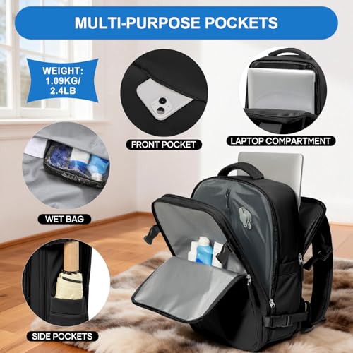 Image of coowoz Vacuum Travel Backpack With Pump For Women Men Airline Approved,Carry On Backpack,Large Hiking Laptop Backpacks Waterproof Outdoor Sports Rucksack Casual Daypack Backpacks XLarge(Vacuum pump)