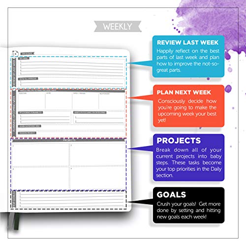 Panda Planner Pro - Best Daily Planner - Boost Happiness & Productivity - 6 Month Undated - Guaranteed Organization - Green 8.5 X 11" Large Planner #TOP2