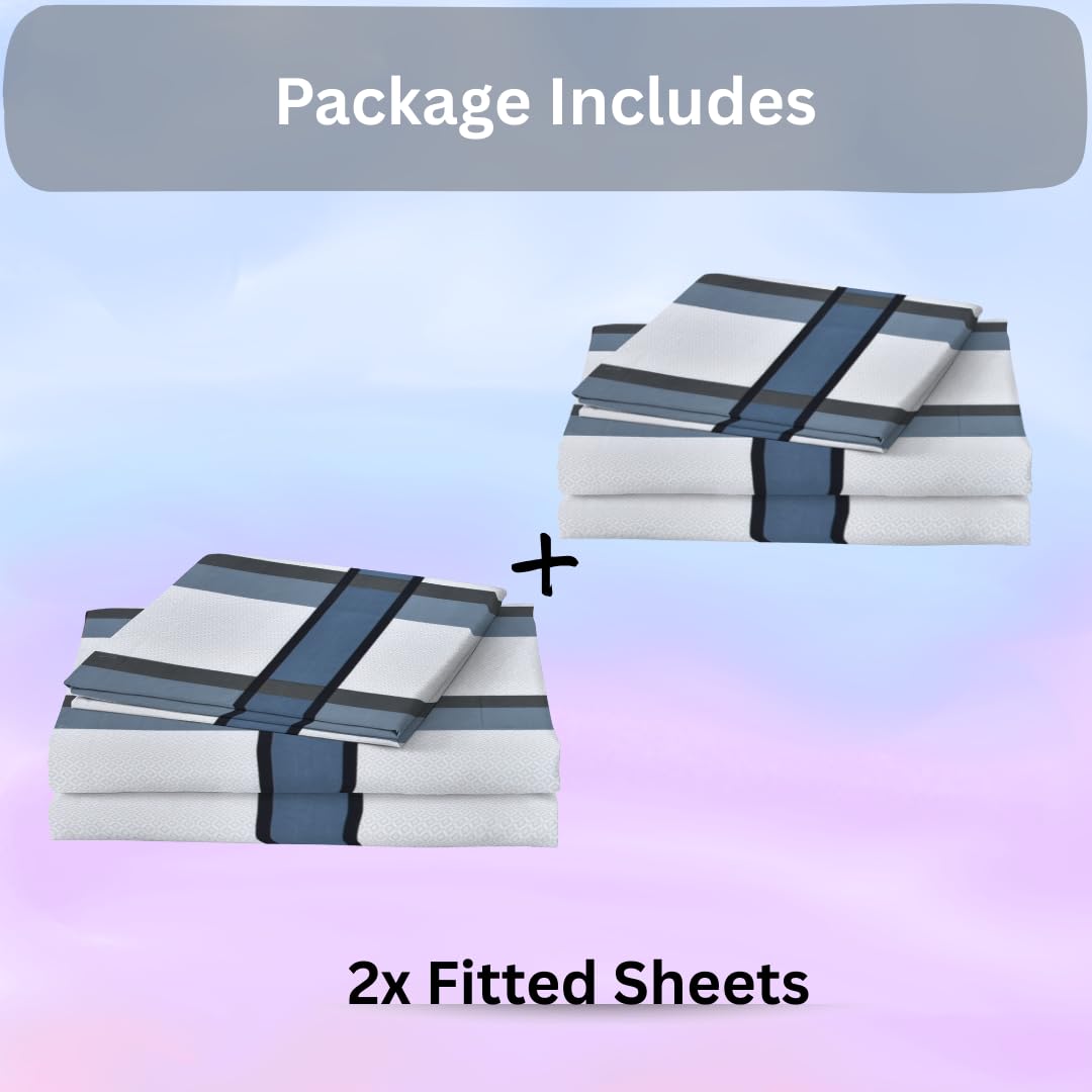 EverSoft Bedding Pack of 2 Super King Fitted Sheets Premium Extra Deep 35cm Pocket Bed Linen Floral Printed Mattress Cover Twin Pack - Image 2