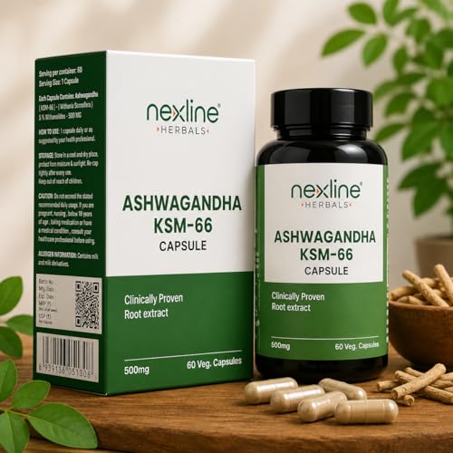 Image of Ashwagandha KSM-66 | Clinically Proven 500mg Dosage | 5% Withanolides for Max Results | 100% Pure Root Extract | Stress Relief, Energy & Recovery Support | World's Strongest Ashwagandha | 60 Capsules